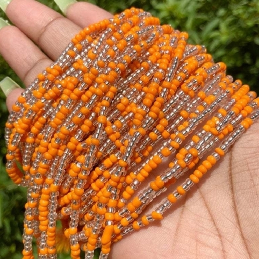 Orange and Clear Waist Beads